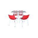 Ver imagem 2 de Jogo Mesa 120x70 para Restaurante Comércio com 4 Cadeiras Iso Vermelha Base Branca Ecomhome