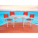 Ver imagem 1 de Jogo Mesa 120x70 para Restaurante Comércio com 4 Cadeiras Iso Vermelha Base Branca Ecomhome