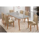 Ver imagem 1 de Conjunto: Mesa de Cozinha Havana Curvo 180cm + 6 Cadeiras Maldivas Naturale/off White - Linho Bege