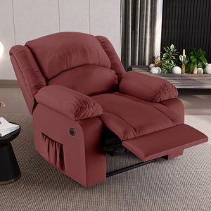 Poltrona do Papai Reclinável Sala de Cinema Madrid Power Elétrica Massagem USB PU Vermelho G23 Gran 