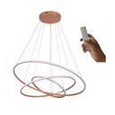 Ver imagem 1 de Lustre Led 3 Anéis Moderno 89w 60cm Rose C/ Controle