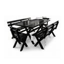 Ver imagem 3 de Mesa para Área Externa e 4 Bancos com Encosto Kit Churrasco Yescasa Preto