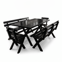 Ver imagem 2 de Mesa para Área Externa e 4 Bancos com Encosto Kit Churrasco Yescasa Preto