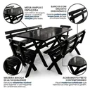 Ver imagem 4 de Mesa para Área Externa e 4 Bancos com Encosto Kit Churrasco Yescasa Preto