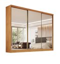 Ver imagem 1 de Guarda-roupa 3 portas espelhadas MDF 6 gavetas Bergamo Nature - Bianchi Móveis