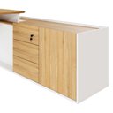 Ver imagem 6 de Mesa L Diretor Escritório com Armário Lateral 3 Gavetas 200cm Industrial Tampo Cavado e Pés Metal Executive Macadâmia E Branco