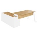 Ver imagem 4 de Mesa L Diretor Escritório com Armário Lateral 3 Gavetas 200cm Industrial Tampo Cavado e Pés Metal Ex