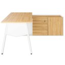 Ver imagem 5 de Mesa L Diretor Escritório com Armário Lateral 3 Gavetas 200cm Industrial Tampo Cavado e Pés Metal Ex