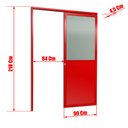 Ver imagem 4 de Porta de Correr Suspensa Meia Lambril Meia Vidro Esq L.25 Vermelha 210x90 Brimak