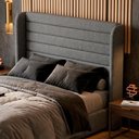 Ver imagem 2 de Cabeceira Estofada para Cama Box Queen Sasha 160cm Moderna Linho Cinza - Abmaza