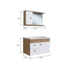 Ver imagem 3 de Conjunto para Banheiro Gabinete Suspenso 60cm 1 Porta 2 Gavetas com Cuba e Espelheira 1 Porta 1 Prateleira Versato Branco/Mel