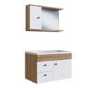 Ver imagem 2 de Conjunto para Banheiro Gabinete Suspenso 60cm 1 Porta 2 Gavetas com Cuba e Espelheira 1 Porta 1 Prateleira Versato Branco/Mel