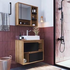 Gabinete para Banheiro Suspenso 60Cm com Cuba E Espelheira Clvp03 Versato