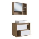 Ver imagem 4 de Gabinete para Banheiro Suspenso 60cm com Cuba e Espelheira CLVP03 Versato Bege/Mel/Branco