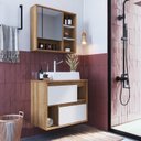 Ver imagem 1 de Gabinete para Banheiro Suspenso 60Cm com Cuba E Espelheira Clvp03 Versato