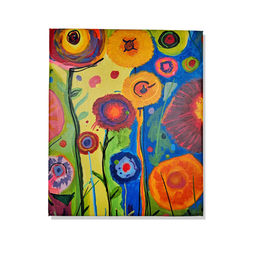 Mini Quadro de Flores Decorativo Pintado a Mão 30x25cm - 2