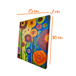 Mini Quadro de Flores Decorativo Pintado a Mão 30x25cm - 7