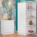 Ver imagem 1 de Conjunto Guarda Roupa 2 Portas e Cômoda 4 Gavetas Branco