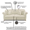 Ver imagem 5 de Kit Poltrona E Sofá 2 Lugares 1,60m Veludo Pés Castanho Bege