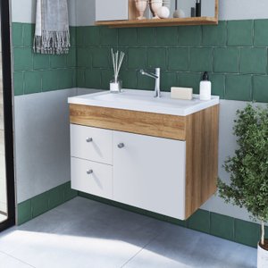 Gabinete para Banheiro Suspenso 60Cm com 1 Porta 2 Gaveta Lvp02 Versato