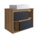 Ver imagem 2 de Gabinete para Banheiro Suspenso 60cm com 2 Gavetas LVP03 Versato Bege/Mel/Preto