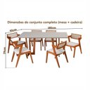 Ver imagem 4 de Conjunto Mesa Grécia com 6 Cadeiras Madeira Maciça, Rattan 100% Natural e Estofada Verona Off White/