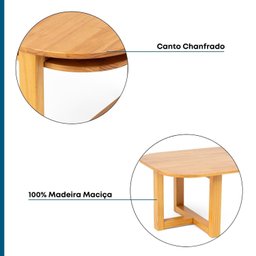 Mesa de Centro 120,5cm Madeira Maciça Ocre Yescasa - 4 Mesa de Centro 120,5cm Madeira Maciça Ocre Yescasa - 4
