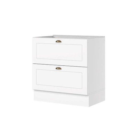 Balcão 80cm 2 Gavetas (sem Tampo) Emily Henn - Branco Fosco
