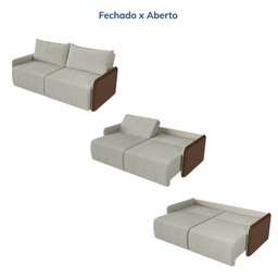 Sofá Cama Retrátil e Reclinável 3 Lugares 225cm Jequitibá CabeCasa MadeiraMadeira - 4