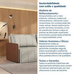 Sofá Cama Retrátil e Reclinável 3 Lugares 225cm Jequitibá CabeCasa MadeiraMadeira - 11