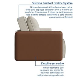 Sofá Cama Retrátil e Reclinável 3 Lugares 225cm Jequitibá CabeCasa MadeiraMadeira - 7