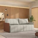 Ver imagem 1 de Sofá Cama Casal Retrátil e Reclinável 3 Lugares Linho Caramelo/Bege Jequitibá 225cm CabeCasa MadeiraOriginals Madeira