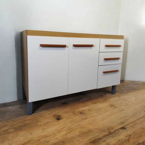 Balcão Gabinete de Pia Aurora 120cm Freijó/off White S/tampo - Nathan