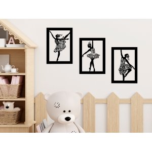 Kit 3 Quadro Corpo Bailarina Decorativo Vazado
