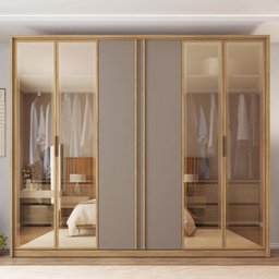 Guarda Roupa 6 Portas 4 Espelhos Marrom Diamond Caemmun - 2