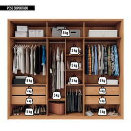 Guarda Roupa 6 Portas 4 Espelhos Marrom Diamond Caemmun - 6