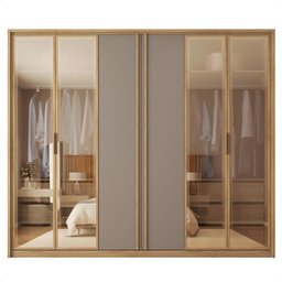 Guarda Roupa 6 Portas 4 Espelhos Marrom Diamond Caemmun - 1