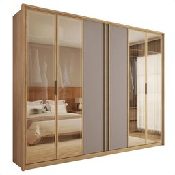 Guarda Roupa 6 Portas 4 Espelhos Marrom Diamond Caemmun - 3