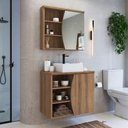 Ver imagem 1 de Gabinete de Banheiro 70cm Laura com Espelheira 01 Porta Mel e Cuba Branca