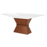 Mesa De Jantar Topazio Com Tampo De Vidro - Branco Laca Com Imbuia Glazer 200 X 100 - 1