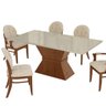 Mesa De Jantar Topazio Com Tampo De Vidro - Branco Laca Com Imbuia Glazer 200 X 100 - 2