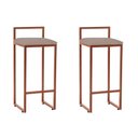 Ver imagem 1 de Kit 2 Banquetas Altas Industriais em Aço Dori Cobre Assento Suede Bege - Cor: Bege