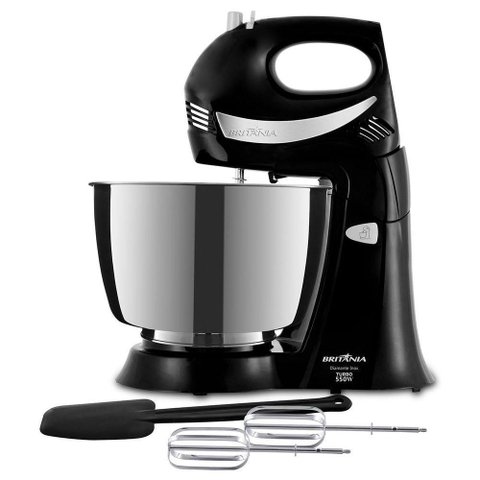 Batedeira Britânia Diamante Inox Pr Preto 4,3L 550W 2 em 1 110V