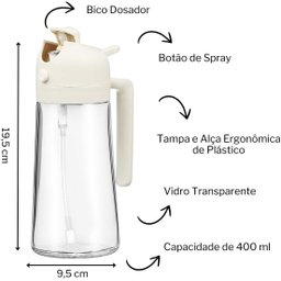 Azeiteiro Spray 500ml Vidro Branco Snh41 Snel Home - 7