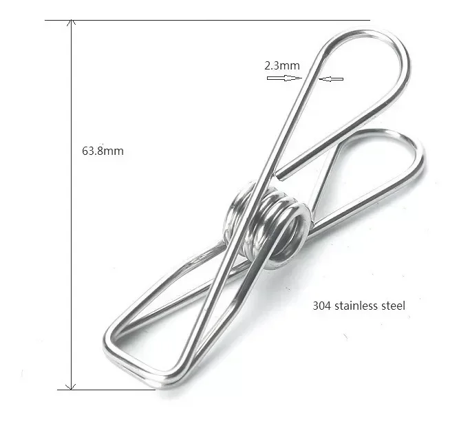 Kit 20 Prendedores Roupas Clips Inox Para Varal e Alimentos:Cromado - 2