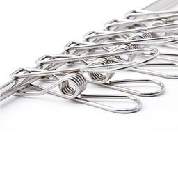 Kit 20 Prendedores Roupas Clips Inox Para Varal e Alimentos:Cromado - 4