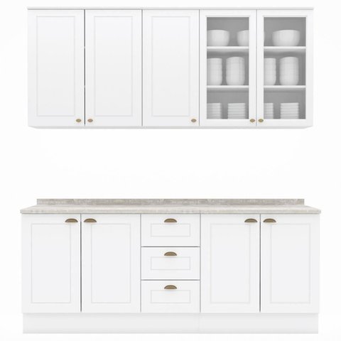 Cozinha Modulada 200 Cm Ce854 Americana Branco Calcare Henn