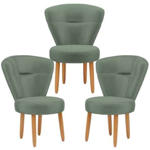 Conjunto 3 Cadeiras Decorativa Moderna para Sala de Jantar Cozinha Recepção Pés Palito Resistente