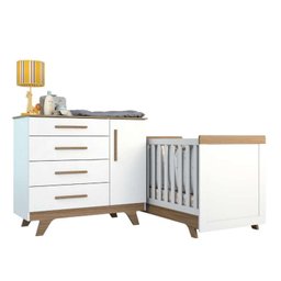 Quarto de Bebê com Cômoda e Berço 100% MDF Jolie Retrô  - 3