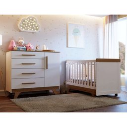Quarto de Bebê com Cômoda e Berço 100% MDF Jolie Retrô  - 2